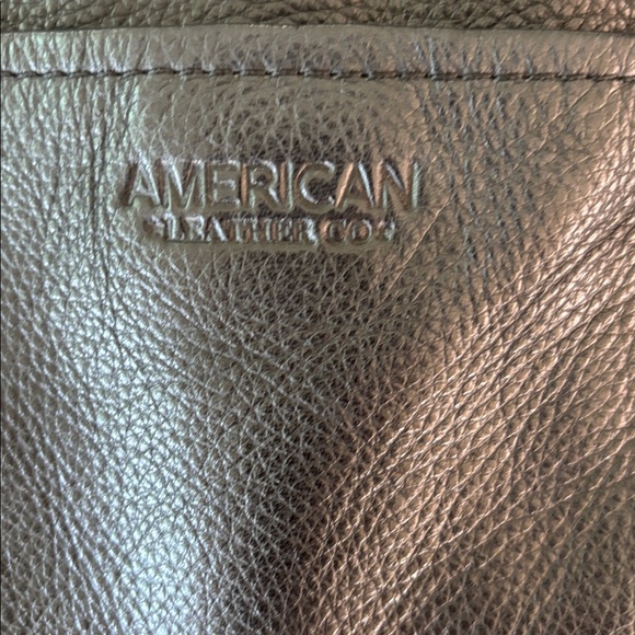 AMERICAN LEATHER COMPANY BLACK SHOULDER BAG BRASS HARDWARE SNAP POCKET ON FRONT - Picture 2 of 12